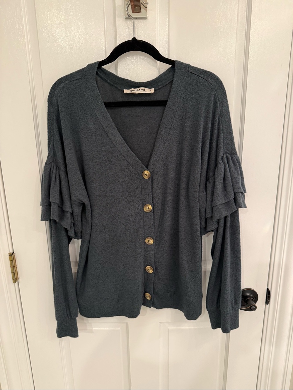 Three Bird Nest Cozy Ruffle-Sleeve Cardigan